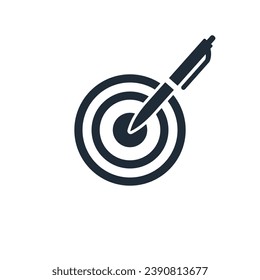Words, text in purpose. Target content.Vector linear illustration icon isolated on white background.