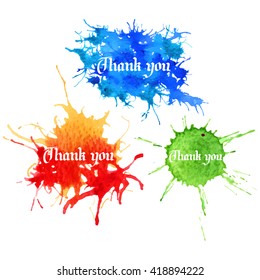 the words "thank you" on a background of blots