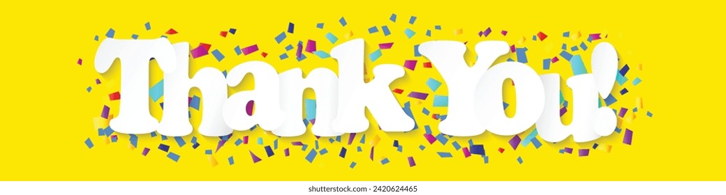 Words thank you in paper style. Volumetric image.