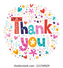 words Thank you typography lettering decorative text card