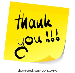 words thank you written on yellow sticky note