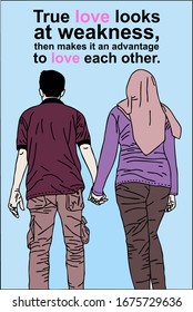 words of true love, couples holding hands, vectors, T shirt screen printing