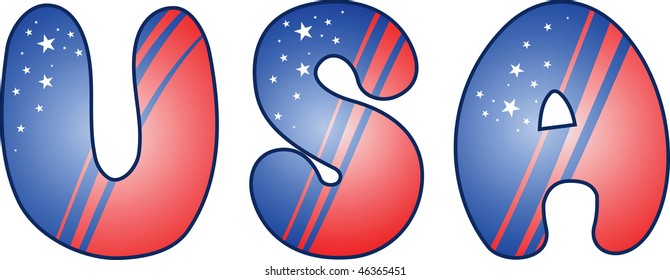 the words USA. American Flag stylized