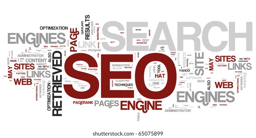 Words in a wordcloud related to SEO - search optimization concept