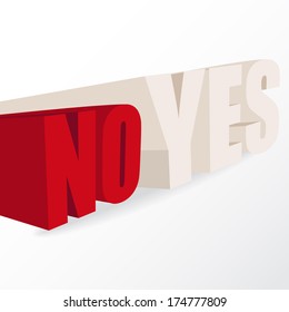 the words "yes" and "no",  conceptual illustration for a decision, vector format