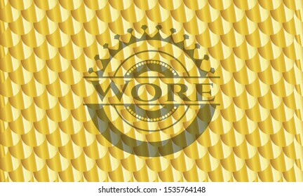 Wore golden badge or emblem. Scales pattern. Vector Illustration. Detailed.
