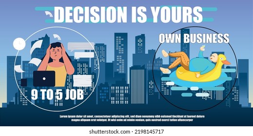 Work 9 to 5 or start your own business banner high quality illustration eps file.