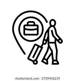 Vetor de ícone de linha de oportunidade de trabalho no exterior. sinal de oportunidade de trabalho no exterior. símbolo de contorno isolado ilustração preta