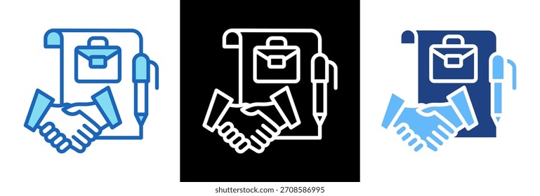 Work Agreement Icon dreifacher Stil Vektorgrafik