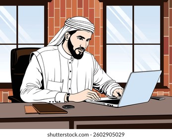 work alone, vector people illustration