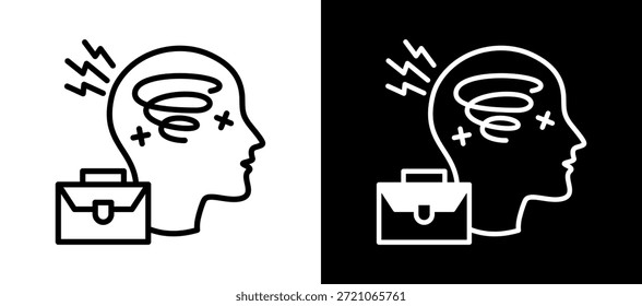 Work Anxiety Icon Ilustración vectorial negro blanco