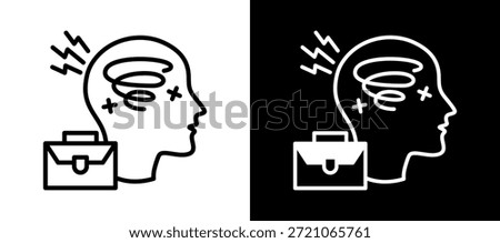 Work Anxiety Icon whiteblack Vector Illustration