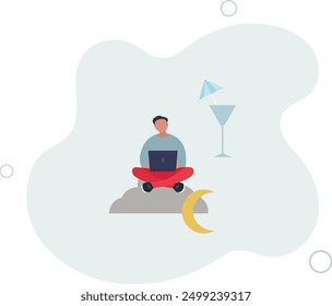 Work anywhere anytime, hybrid work or flexible hour for employee choice to choose where and when to work concept.flat design with people.
