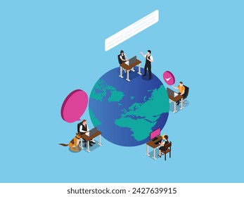 Work from anywhere around the world, remote working or freelance 3d vector illustration