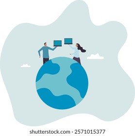 Work from anywhere around the world, remote working or freelance,business concept.flat character.