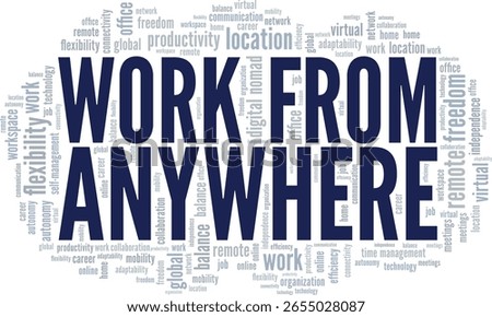 Work From Anywhere word cloud conceptual design isolated on white background.