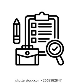 Ilustración vectorial de línea de ícono de evaluación de trabajo