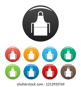 Work apron icons set 9 color vector isolated on white for any design
