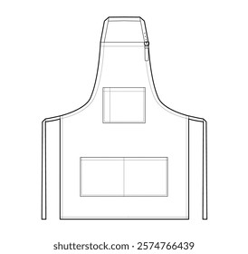 Work Aprons technical fashion illustration. Chef uniform for cooking cartoon Flat sketch outline apparel template front view. Women, men unisex CAD mockup isolated on white background