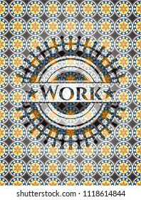 Work arabic style emblem. Arabesque decoration.