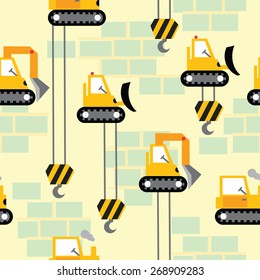 Work area construction vehicles seamless pattern .
