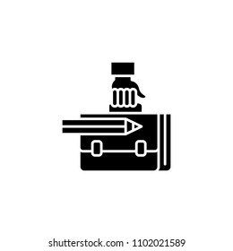 Work bag black icon concept. Work bag flat  vector symbol, sign, illustration.