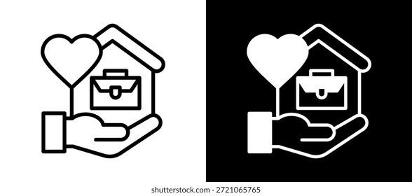 Work Balance Icon blanco negro Ilustración vectorial