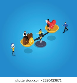 Work Balance life isometric 3d vector illustration concept for banner, website, illustration, landing page, flyer, etc