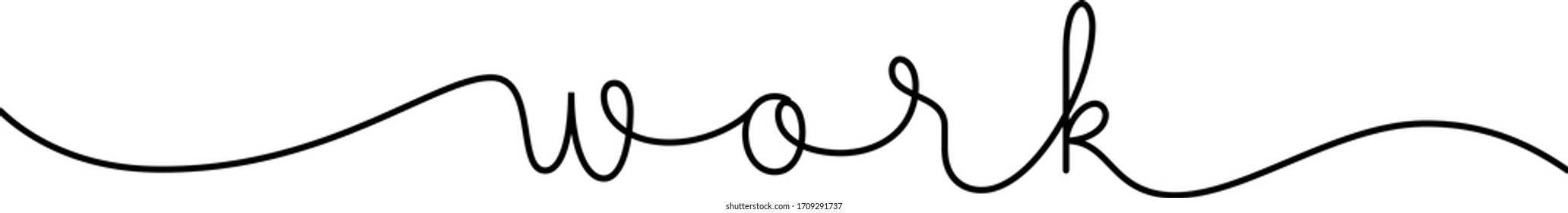 WORK black vector monoline calligraphy banner with swashes