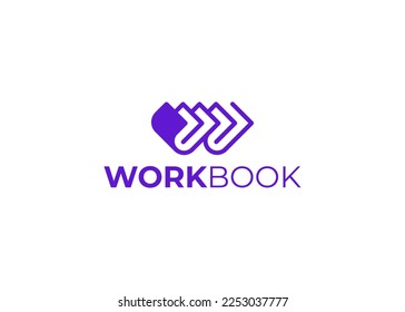 work book logo design, folded document form the monogram letter w initial