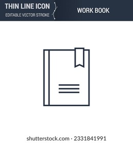 Work Book Symbol Icon. Sleek Thin Line Business Icon. Stroke Pictogram Graphic for Web Design. High-Quality Outline Symbol Concept. Premium Monoline Aesthetic. Simple and Elegant Logo Design.