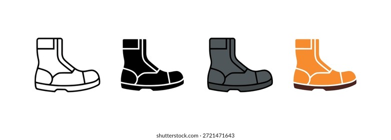conjunto de ícones de inicialização do trabalho. calçado para símbolo de proteção e durabilidade. ilustração vetorial