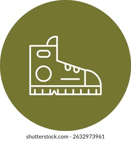 Work Boot Vector Line Circle Icon Design