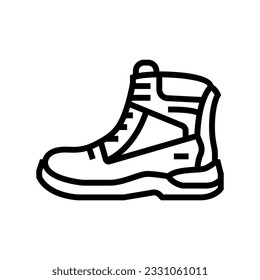 Arbeitstiefel für Ingenieurstraßen-Icon-Vektorgrafik. Werkstiefel für Bauingenieurzeichen. isoliertes Kontursymbol