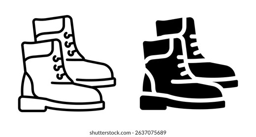 Work boots icon. Line and silhouette style.