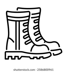 Work boots icon in linear style 