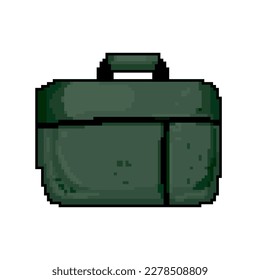 vector retro de arte de píxel de juego de maletín de trabajo. galería de vídeo de maletín de trabajo en efectivo de bit. ilustración vintage antigua