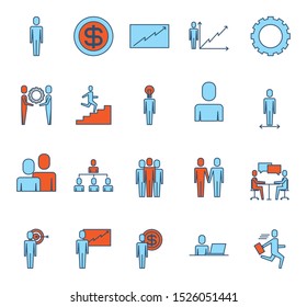 work and business icon set design, management workforce financial corporate investment and occupation theme Vector illustration