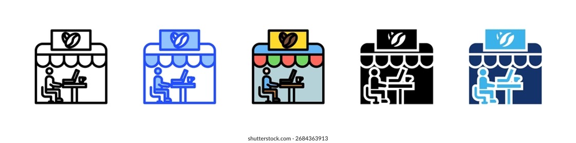 Trabajar Desde La Colección De Iconos De Café Con Varios Estilos