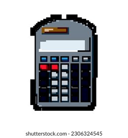 work calculator device game pixel art retro vector. bit bank financial, tax finance work calculator device. old vintage illustration