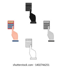 Work with the calculator. E-commerce single icon in cartoon,black style vector symbol stock illustration web.
