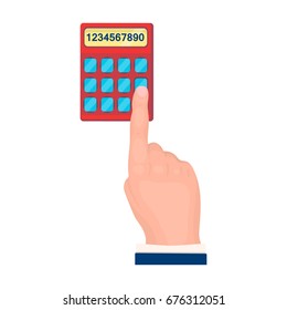 Work with the calculator. E-commerce single icon in cartoon style vector symbol stock illustration web.