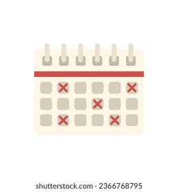 Work calendar icon flat vector. Office time. Clock hour isolated