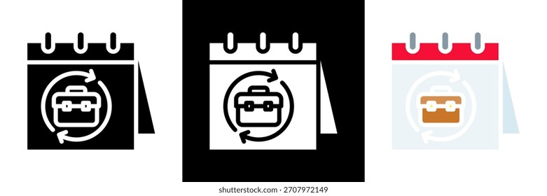 Work Calendar Icon Of Glyph Style vector
