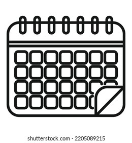 Work Calendar Icon Outline Vector. Office Time. Clock Hour