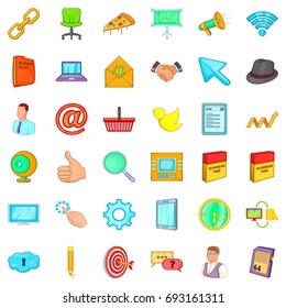 Work calendar icons set. Cartoon style of 36 work calendar vector icons for web isolated on white background