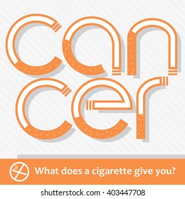 The work "Cancer" is written by a cigarette letter symbol.(EPS10 Art vector)   