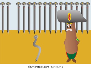 Work carpenter tools. Abstract image against a superior and subordinates.