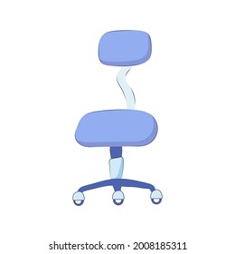 Work chair with backrest on castors isolated on white background. Business chair icon on wheels, vector illustration in hand drawn style.