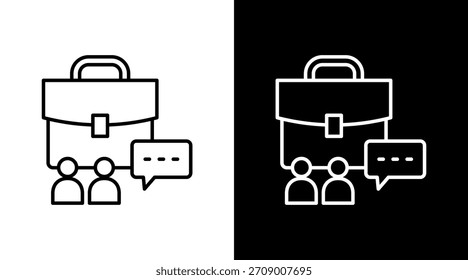 Diseño de conjunto de iconos blancos de contorno de chat de trabajo